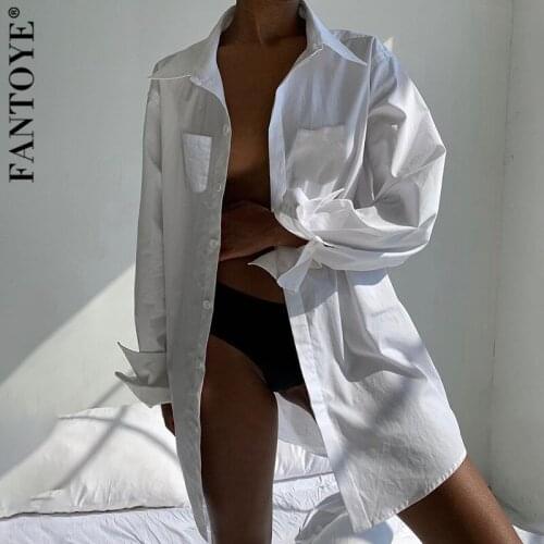 Женские белые рубашки FANTOYE China At AliExpress