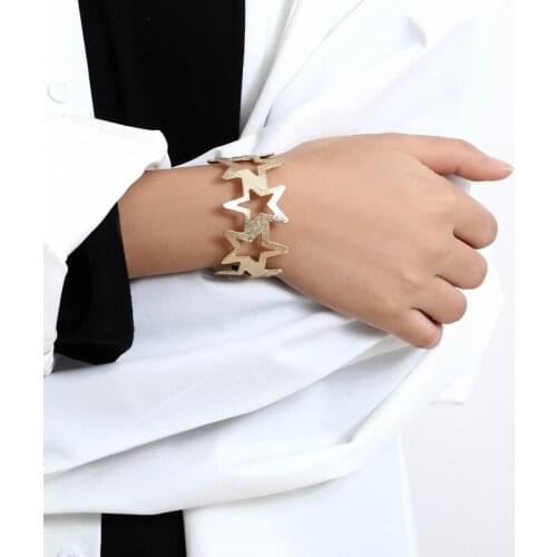 Hot style fashion jewelry contracted hollow out pentagram bracelet restoring ancient ways of female metal bracelet
