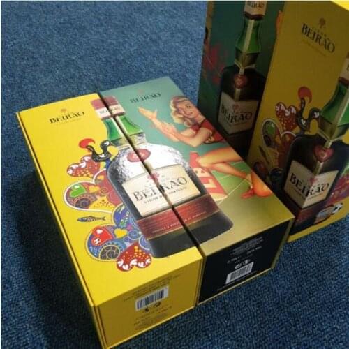 Customized Design 100PCS/LOT Christmas Gift Whisky Box Folding Red Wine Paper Case