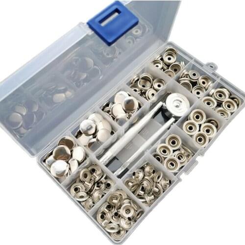 203pcs Stainless Steel Camping Tent Buttons With Installation Tool Kit Tarpaulin Snap Fasteners Set For Leather Crafts