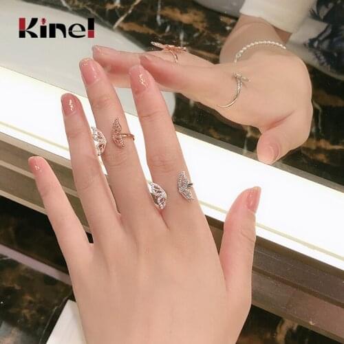 Kinel Genuine Silver 925 Ring Butterfly Plating Real Platinum&Rose Gold AAAA Cubic Zircon Fashion Sterling Silver Ring Jewelry