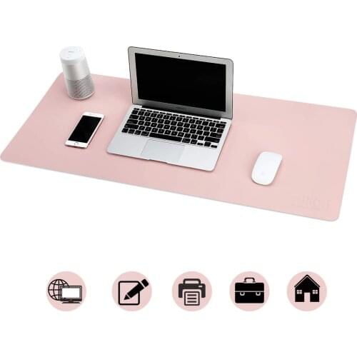 Office Desk Pad Gaming Mouse Mat - Desk Decor Non-Slip Spill-Resistant, Thick Extended PU Leather Desk Blotter