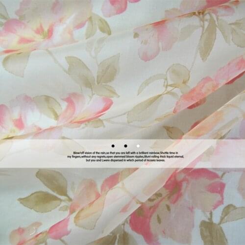 LEO&LIN Beautiful big flower 100% silk raw silk organza organza dress shirt fabric Baotou (1 meter)
