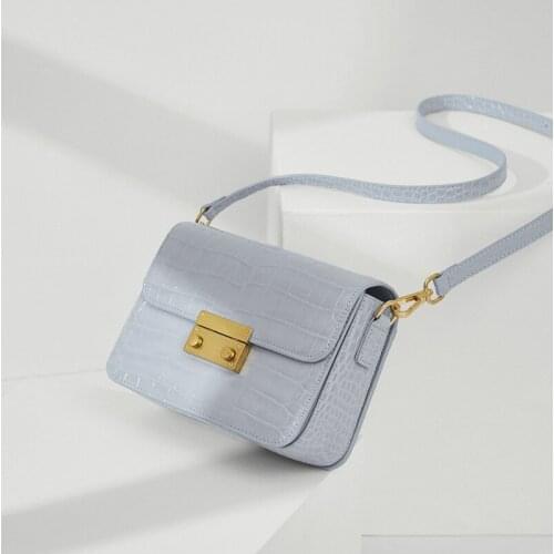 OUSSON New Design Small Square Leather Crossbody Bag Exquisite Female Retro Baguette Bag One Shoulder Handbag