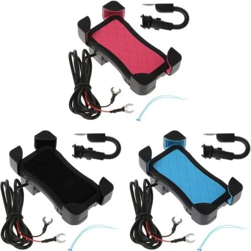 Motorcycle Anti-Slip Handlebar Mount Phone GPS Bracket Holder with USB Charger for Universal Mobile Motorbike Phone Holder