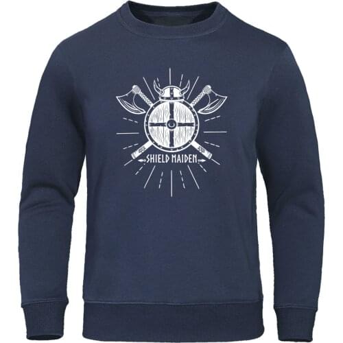 Odin Vikings Sweatshirt Men Fleece Warm Hoodie Crewneck Sweatshirts 2019 Winter Autumn Hip Hop Streetwear Shield maiden Pullover