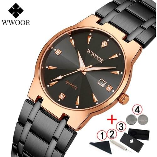 Men Watches Top Brand Luxury WWOOR Gold Rose Business Quartz watch men 2020 Waterproof Golden Male Wristwatch Men watches 2020