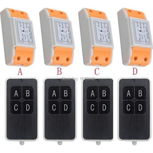 New AC220V 1CH 10A wireless remote control switch system 4X Transmitter + 4X Receiver relay smart house z-wave