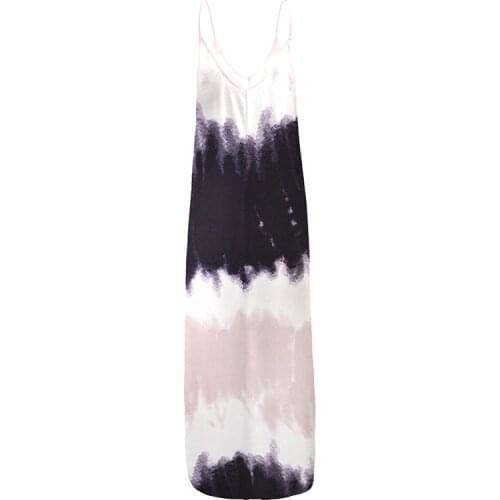 New Dress Casual Plus Size Sleeveless Long Dresses Summer Woman Print Girls Beach Spaghetti Straps V-Neck Sling Maxi Dress Loose