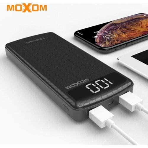 MOXOM 10000mAh Power Bank Portable Charging Powerbank 10000 Slim Poverbank External Battery Pack Charger For Xiaomi Mi 9 iPhone