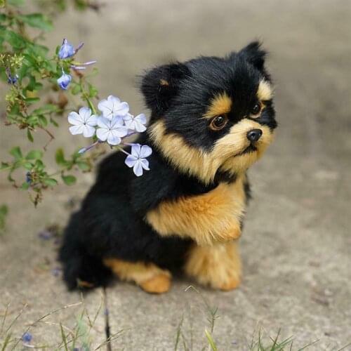 3D Realistic Simulation Dog Toy Plush Yorkshire Doll Stuffed Animal Kids Accompany Toy Gift Home Decor Ornaments Photo Props