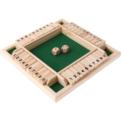 Deluxe Four Sided 10 Numbers Shut The Box Board Game Set Dice Party Club Drinking Games for Adults Families