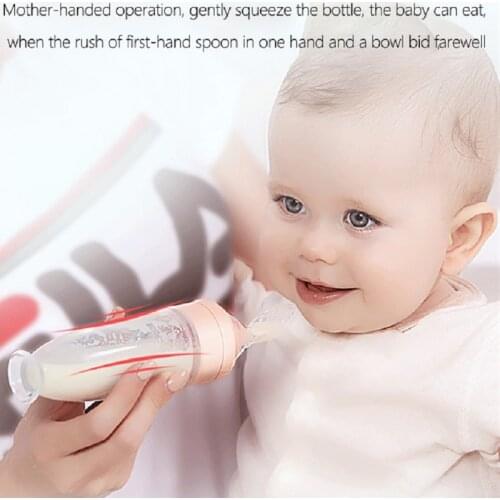 IMBABY 90ml Squeezing Feeding Bottle Spoon Silicone Mutifuntional Feeding Spoon Milk Bottle Newborn Baby Training Feeder