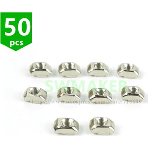 50Pcs M3 M4 M5 M6 Carbon steel T type Nuts Fastener Aluminum Connector For EU 2020 3030 4040 4545 Aluminum Profile for Kossel