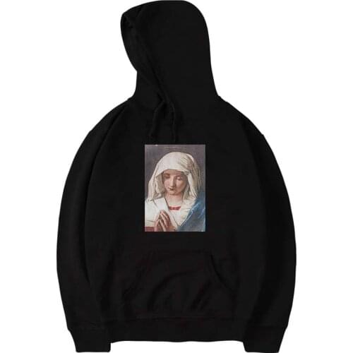 Virgin Mary Hooded Hoodies Mens Casual Long Holy Mother Of God Men and Women Winter Sweatshirts Fashion Divine Madonna Clothes