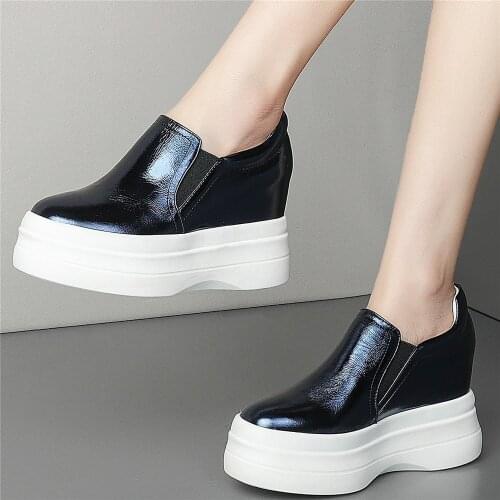 Platform Pumps Shoes Women Low Top Genuine Leather Wedges High Heel Ankle Boots Female Round Toe Fashion Sneakers Casual Shoes