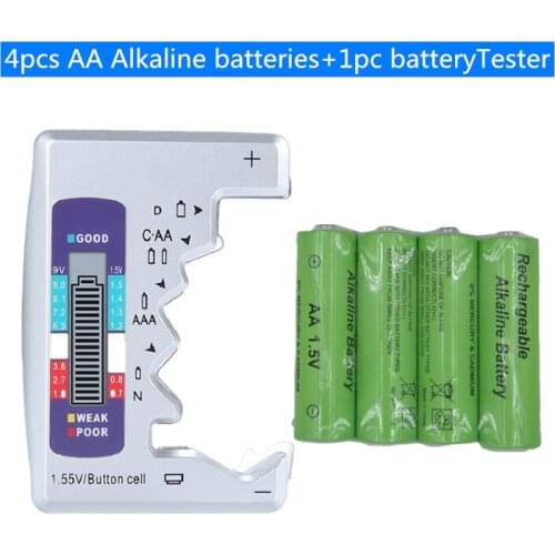 High energy efficiency 1.5V LR6 AA Rechargeable alkaline battery for toy camera shavermice with battery tester