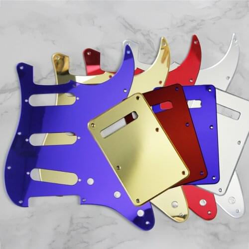 FLEOR 1Ply Mirror Material 11 Holes SSS Guitar Pickguard & Backplate & Screws For FD ST Style Electric Guitar Accessories