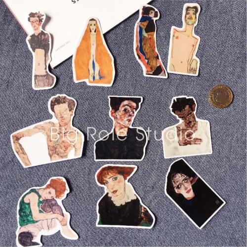 10PCS Egon Schiller suitcase sticker refrigerator guitar notebook ipda waterproof sticker children sticker