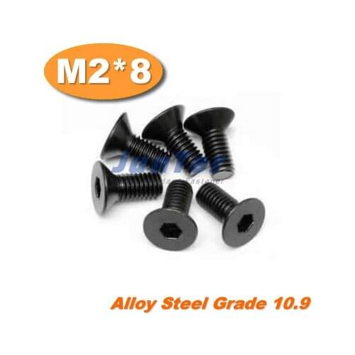 1000pcs/lot DIN7991 M2*8 Alloy Steel Flat Head Socket Screw Grade10.9