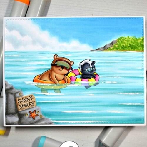 2021 Cutting Dies & Clear Stamp Of Beach Swim Fox Hedgehog Rabbit Forest Animals Handbook Scrapbooking Paper Emboss Stencil