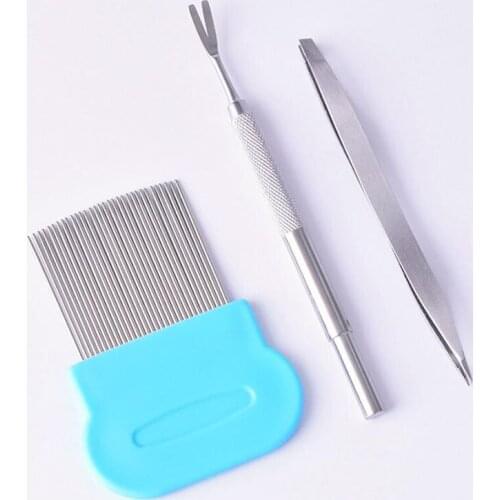 3pcs/Set Pet Dog Flea Remover Tick Removal Tool Stainless Steel Double Head Fork Tweezers Clip Dogs Cat Puppy Supplies