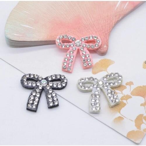 30Pcs 23*20mm Padded Bowknot Rhinestone Applique for DIY Clothes Shoes Sewing Patches Handmade Headwear Bow Decor Accessory E04