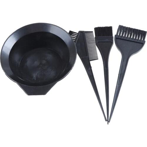 4Pcs/set Black Tint Coloring Dye Bowl Comb Hair Color Dye Bowl Comb Brushes Tool Kit Set