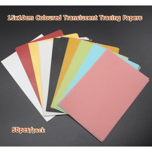 50pcs 15x10cm Coloured Translucent Tracing Papers for DIY Cardmaking