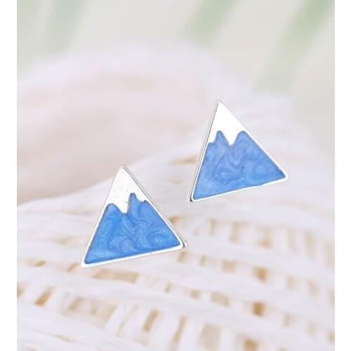 925 Sterling Silver Triangle Iceberg Shape Stud Earrings for Women Jewelry pendientes boucle d oreille eh715