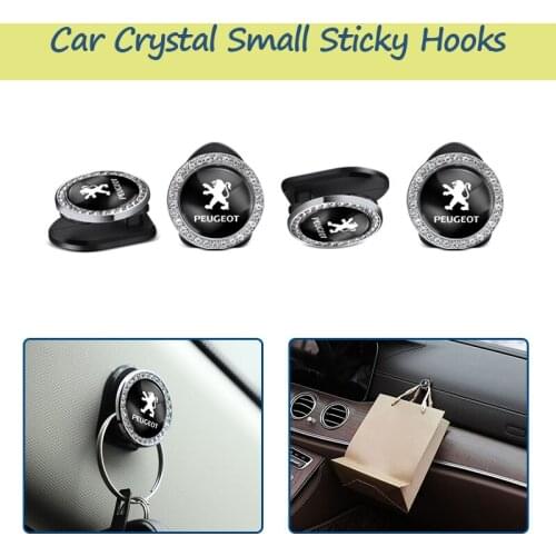 ABS Car Small Crystal Hook Trim Stickers Storage For Peugeot 106 107 108 206 207 208 306 307 308 508 2008 3008 4007 5008 Expert