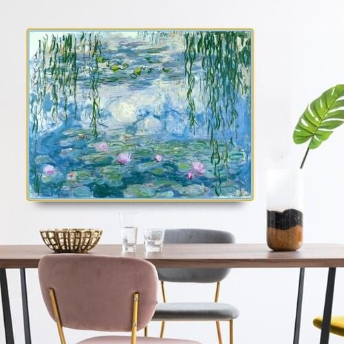Citon Claude Monet《Waterlilies 1916-1919》Canvas Art Oil Painting Artwork Poster Picture Modern Wall Decor Home Decoration