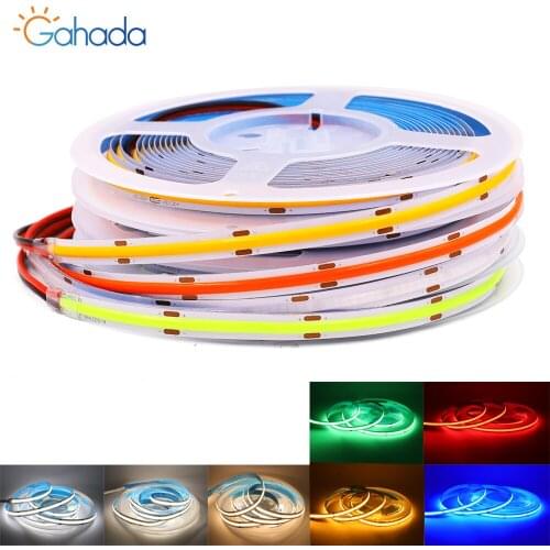 COB LED Strip Light 12V 24V High Density Flexible LED Tape 300 308 384 528 Leds Linear Ribbon Neutral White Blue Red Yellow