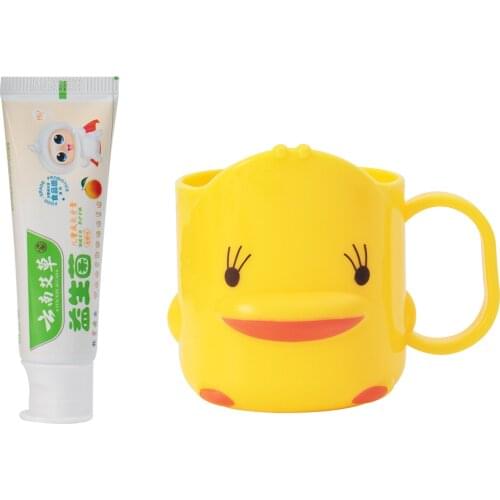 Kids Children Little Yellow Duck Mouthwash Cup Toothbrush Holder Water Mug Wormwood Probiotic Toothpaste To Prevent Dental Carie