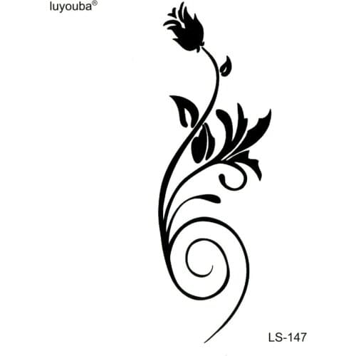 Elegant Black Rose Waterproof Temporary Tattoo Stiker Cute Flower Fake Tattoo The Flash Tatuagem Tatoo Sleeve