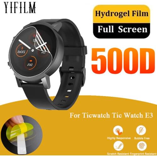 3Pcs Clear Soft TPU Hydrogel Protective Film For Ticwatch Tic Watch E3 SmartWatch Wristband Full Screen Protector Film Not Glass