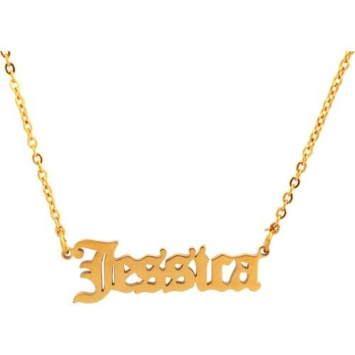 Name Pendant Necklace Jessica Nameplate Necklace Custom Name Jewelry Old English Charm Birthday Gift