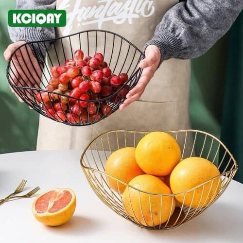 INS Metal Fruit Basket Kitchen Iron Wire Vegetable Fruits Snack Bread Toy Sundries Storage Baskets Home Office Storage Organizer