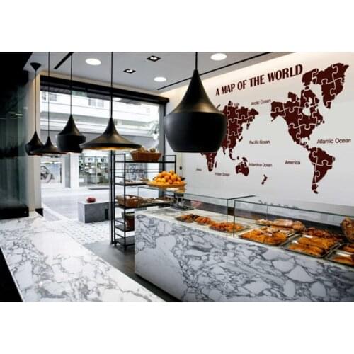 World Map Wall Stickers Large New Design Coffee Shop Pattern Map Wall Decal Vinyl Decals World Map Poster Sticker