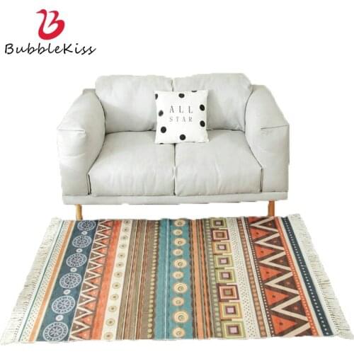 Bubble Kiss Rugs For Bedroom Cotton Linen Tassel Design Long Carpet Ethnic Style Living Room Sofa Carpet Colorful Geometric Rug