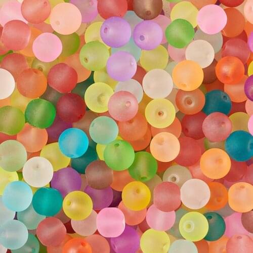 1 bag 4mm 6mm 8mm 10mm Mixed Color Round Transparent Frosted Glass Loose Spacer Beads for Jewelry Making DIY Bracelet Necklace