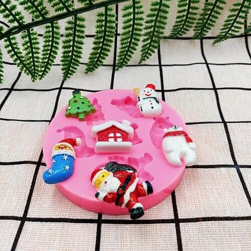 Round Christmas Gift Fondant Cake Decor Silicone Mold Biscuit Candy Chocolate Bakeware Moulds