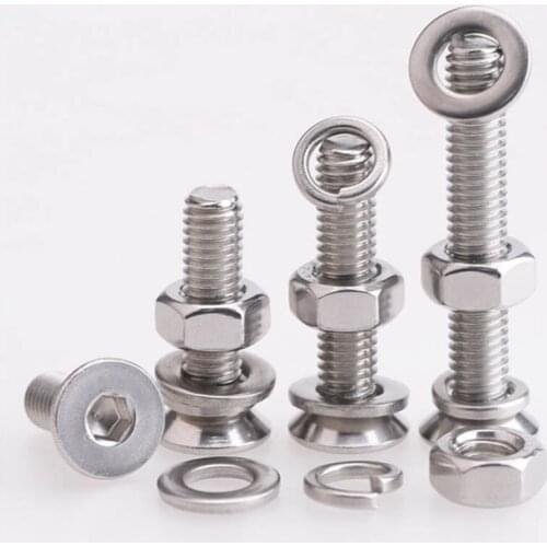 M5M6M8M10M12 stainless steel 304 countersunk head socket head socket head screw nut gasket spring pad set large full 20Pcs