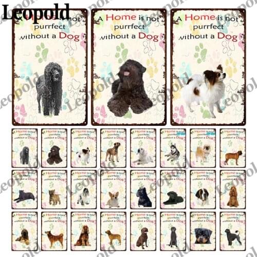 Metal Plaque Cute Pet Animal Combination Dog Light Background Corridor Room Retro Wall Art Deco Metal Painting