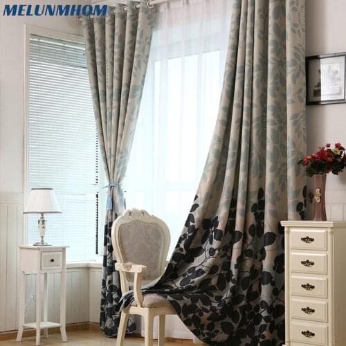 Fashion Thick Blackout Curtains For Living Room Bedroom Printed Leaves Window Curtain Fabric For Kitchen Textile For Home Tende