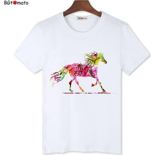 2021 Hand printing horse art shirts lucky victory t shirts for men Original brand good quality comfortable casual tops