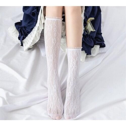 Maid Lolita Socks Cosplay Costumes Accessories Nylon Lace Rose Flower Socks Anime Cartoon Girl Gift B1654