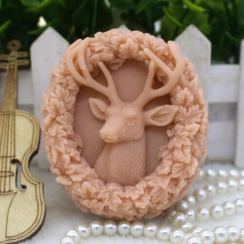 New Product!!1pcs Davids Deer with Leaves Lace (zx288) Food Grade Silicone Handmade Soap Mold Crafts DIY Mould