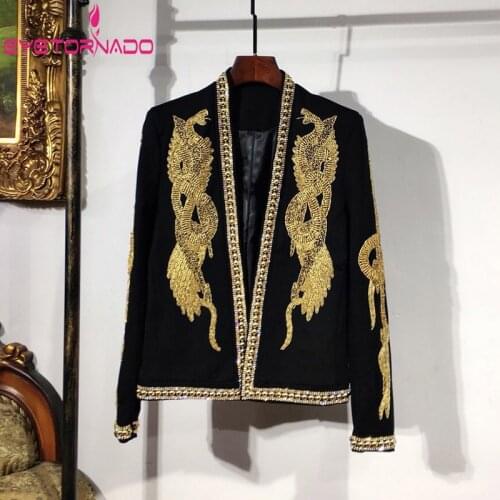 Royal Style Mens Suit Jacket Snake Beading Rivet Groom Wedding Party Tuxedo Dress Suit Slim Fit Short Club Stage Costume Blazer