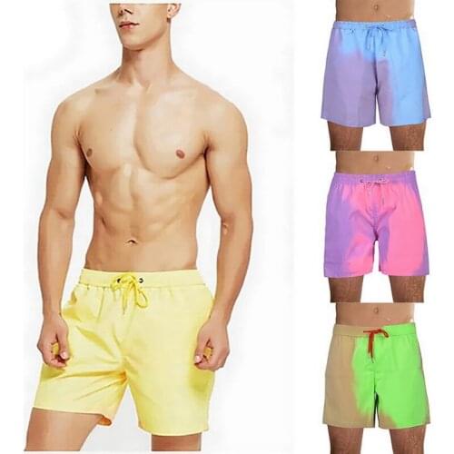 Beach Shorts Men Magical Color Change Swimming Short Trunks Summer Swimsuit Swimwear Shorts Quick Dry Bathing Beach 2021 New